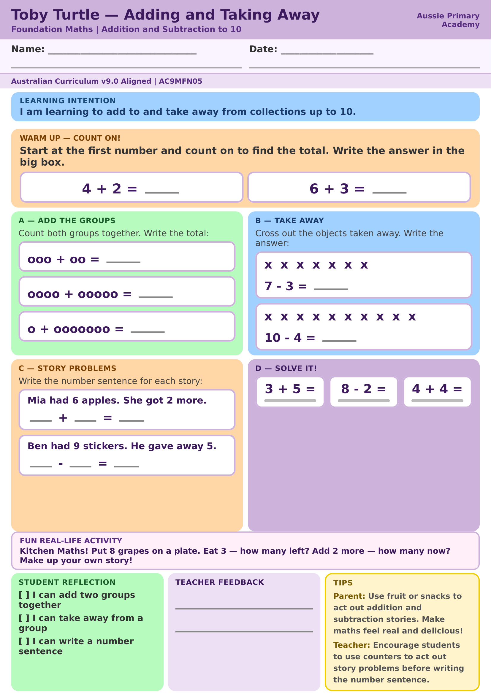 Adding and Taking Away to 10 Preview
