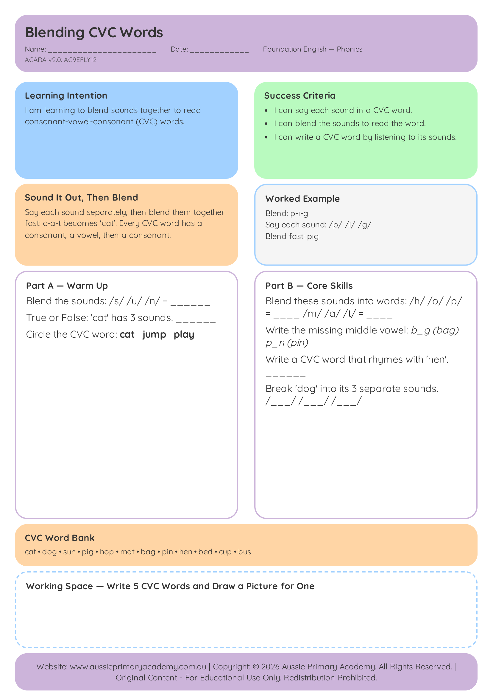 Blending CVC Words Preview