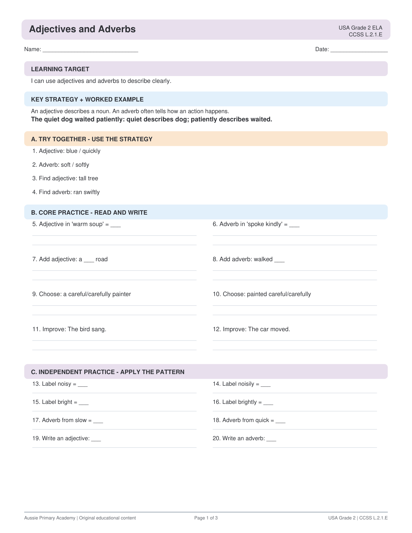 Grade 2 Adjectives & Adverbs preview