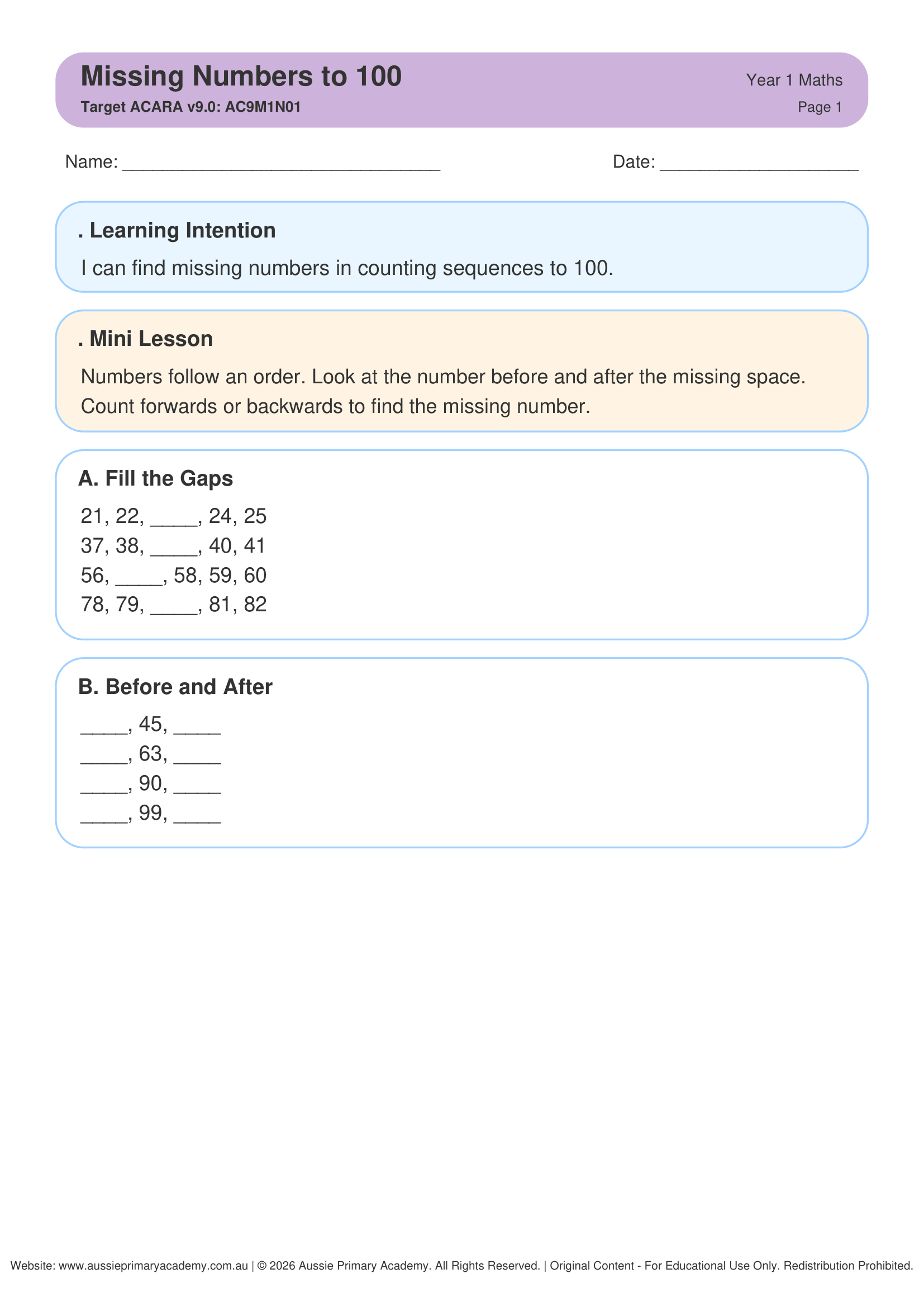 year-1-missing-numbers-to-100 Preview