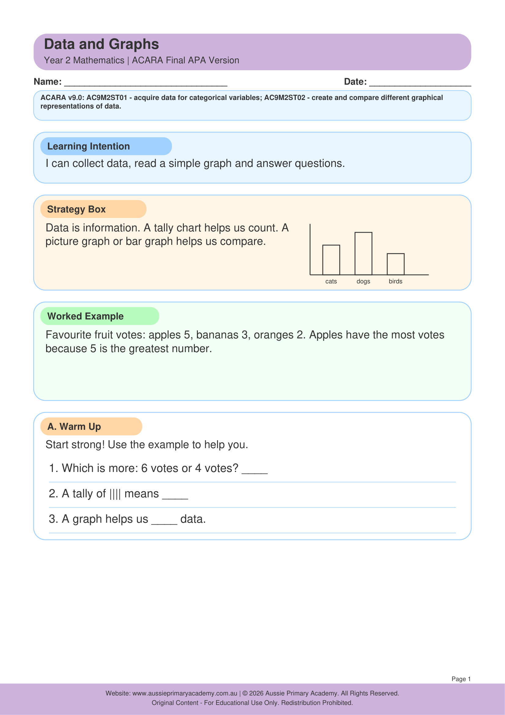 Data And Graphs worksheet preview