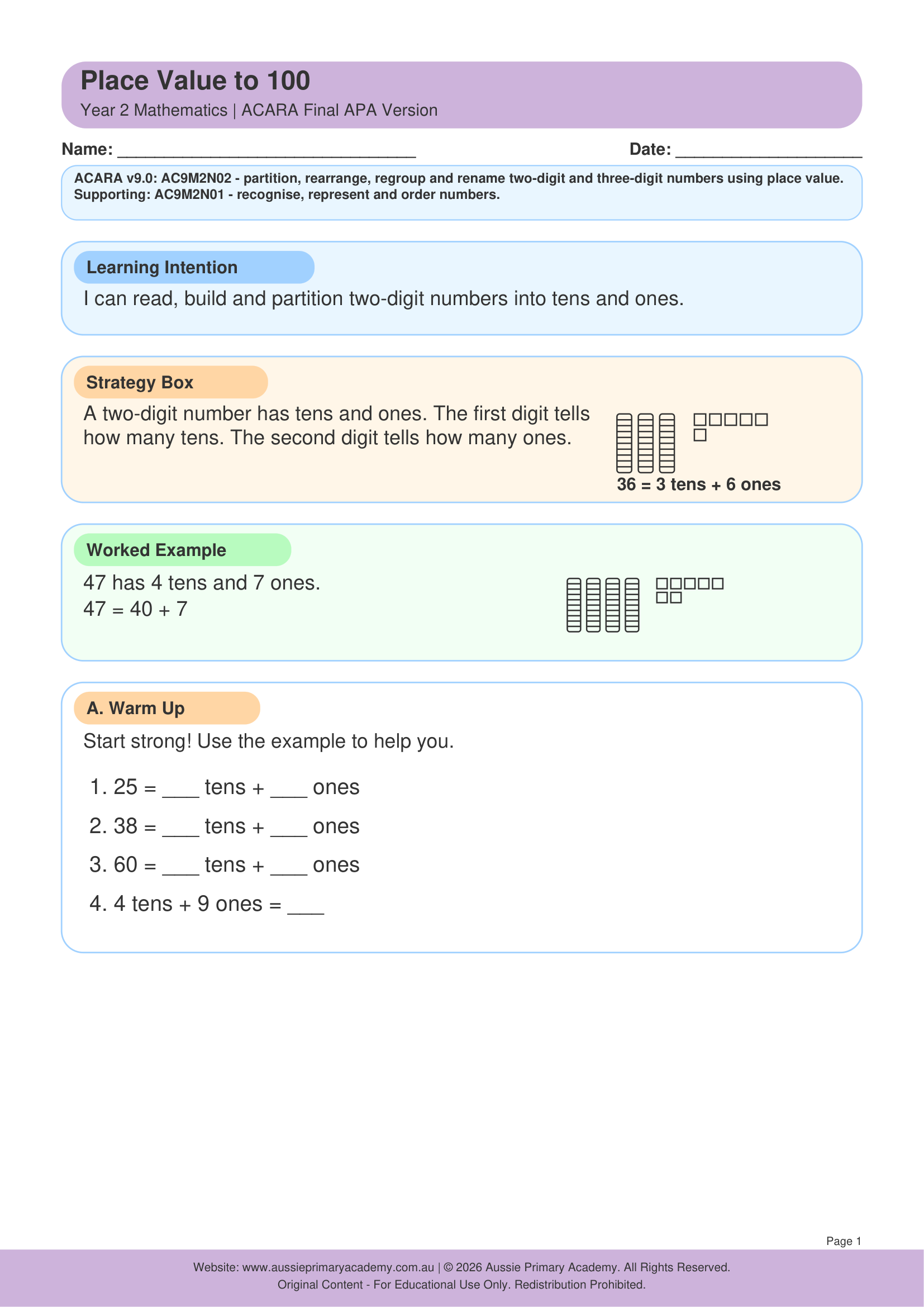 year-2-place-value-to-100 Preview