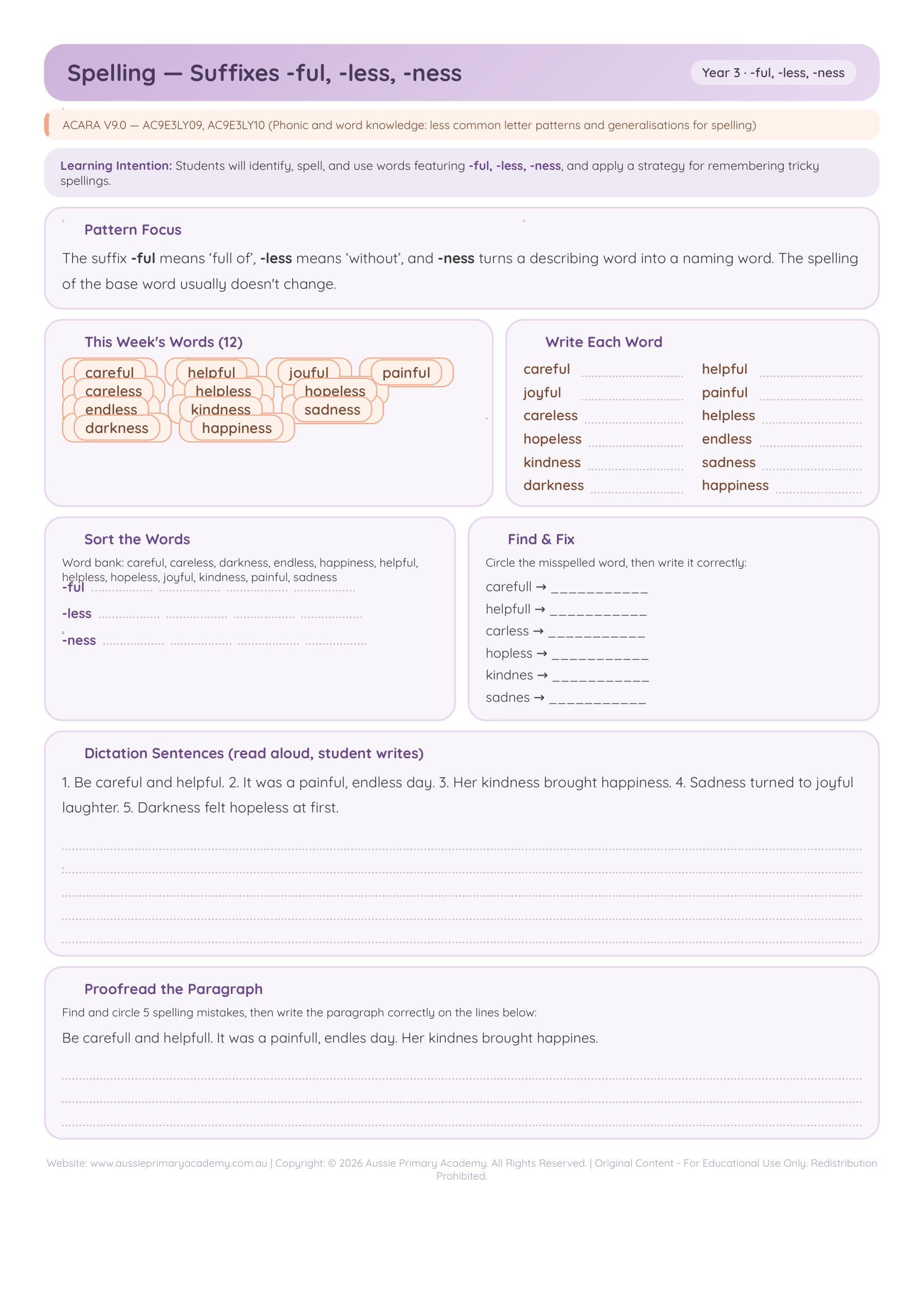 Year 3 Suffixes Preview
