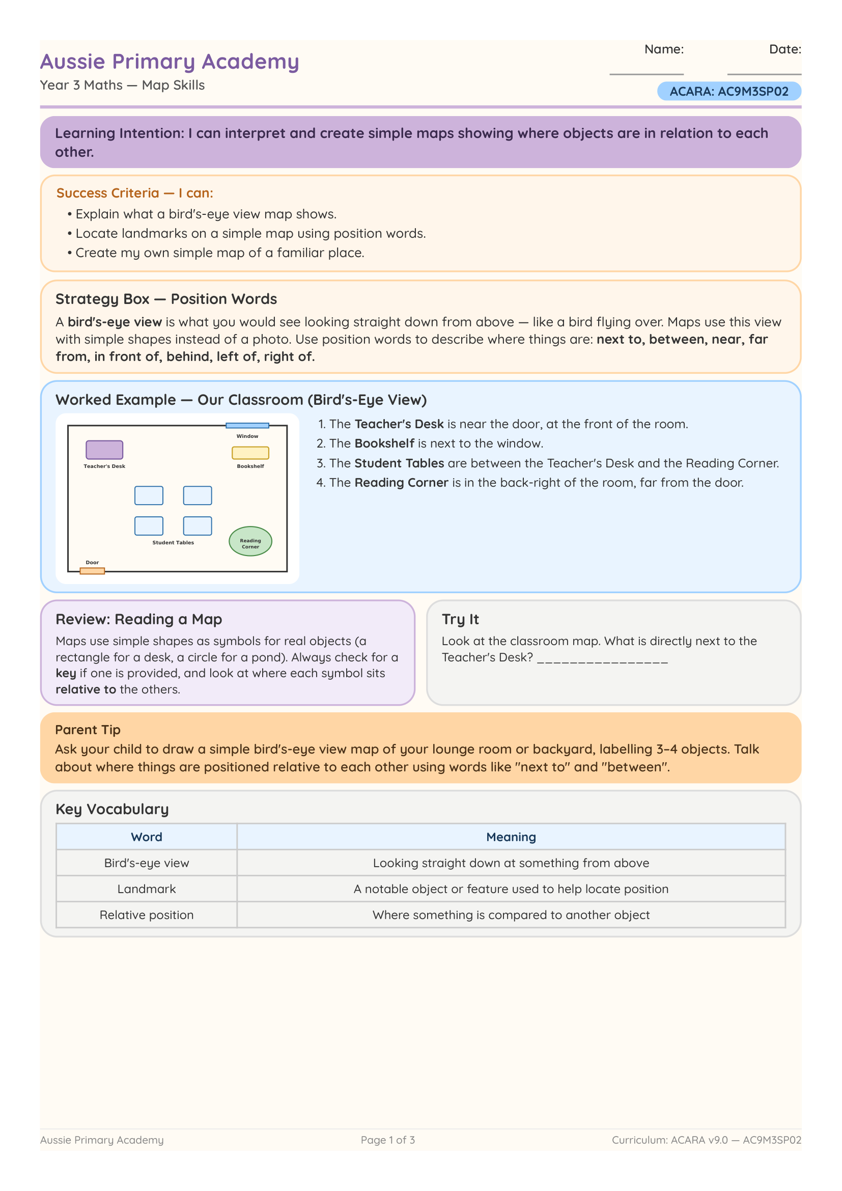 Map Skills worksheet preview