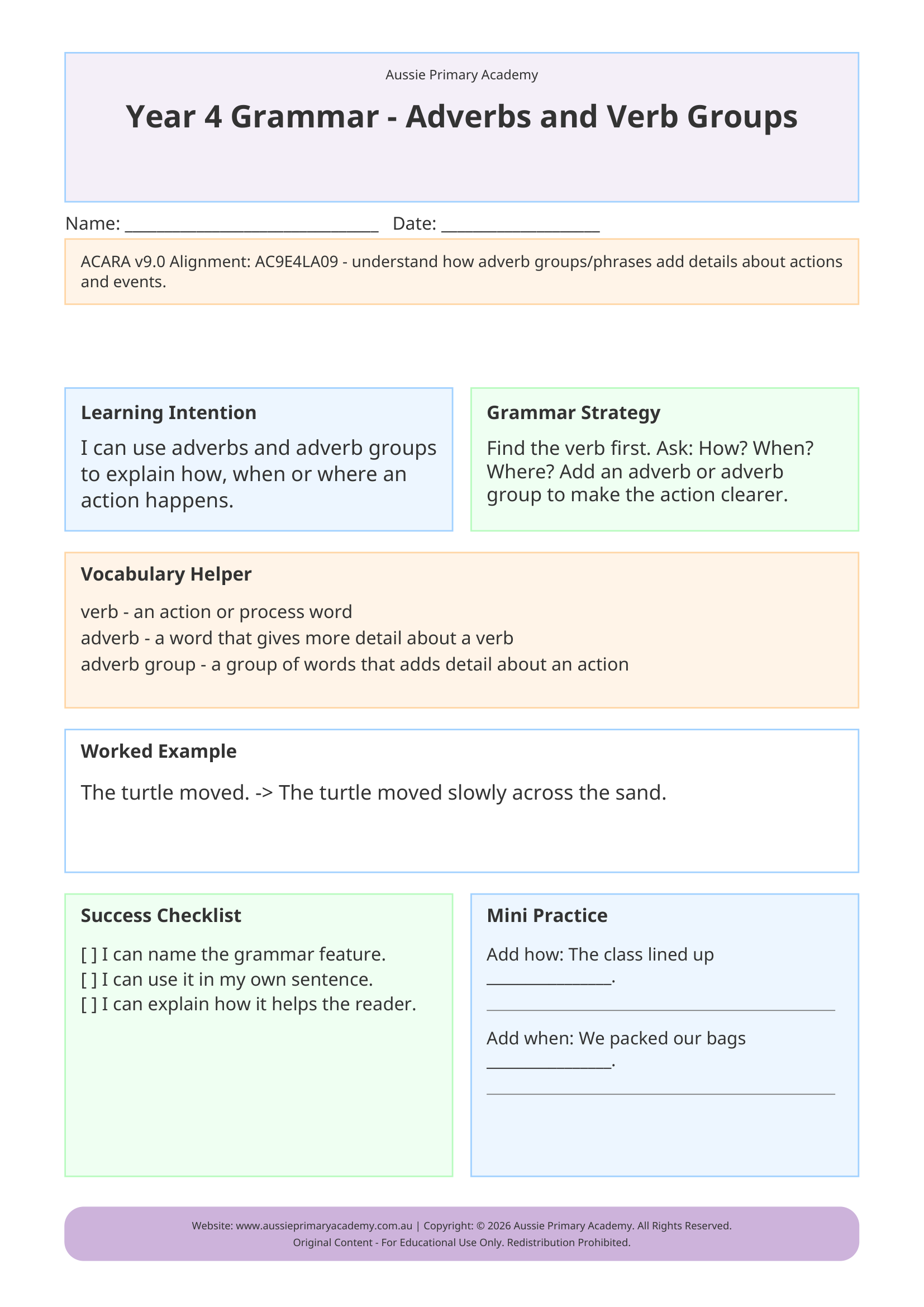 Adverbs and Verb Groups Preview
