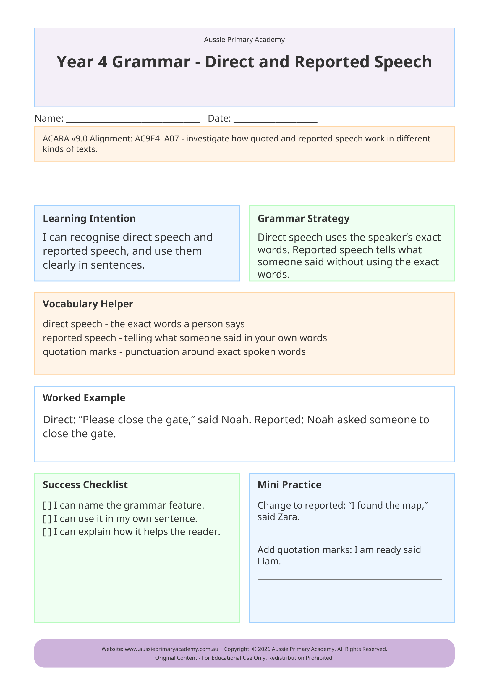 Direct and Reported Speech Preview