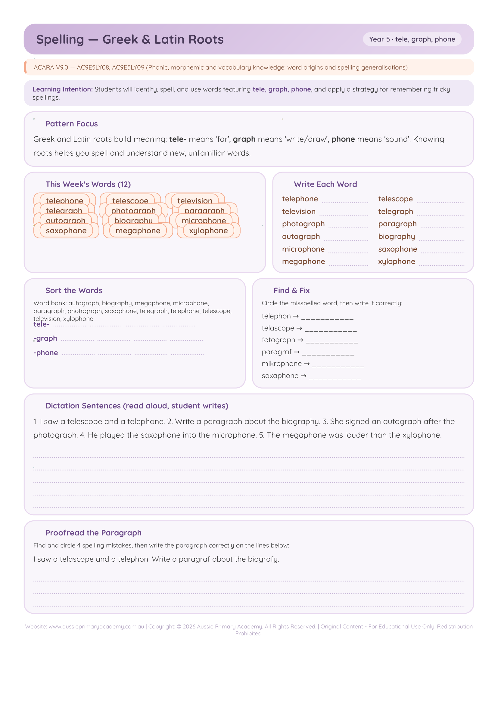 Year 5 Greek Latin Roots Preview